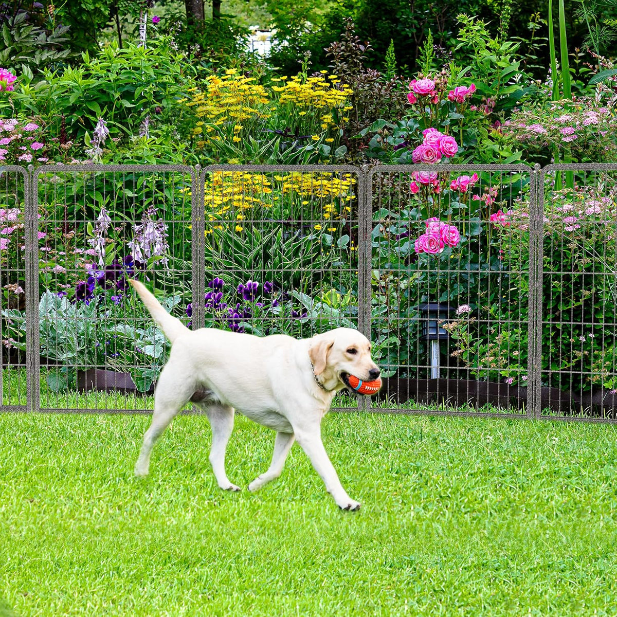 FXW Garden Fence Outdoor for The Yard – 40in(H) x 18.2ft(L) Heavy Duty Metal Animal Barrier for Dog