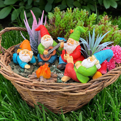 Mood Lab Miniature Garden Gnomes - Camping Gnome Kit of 5 pcs - Figurines & Accessories Set