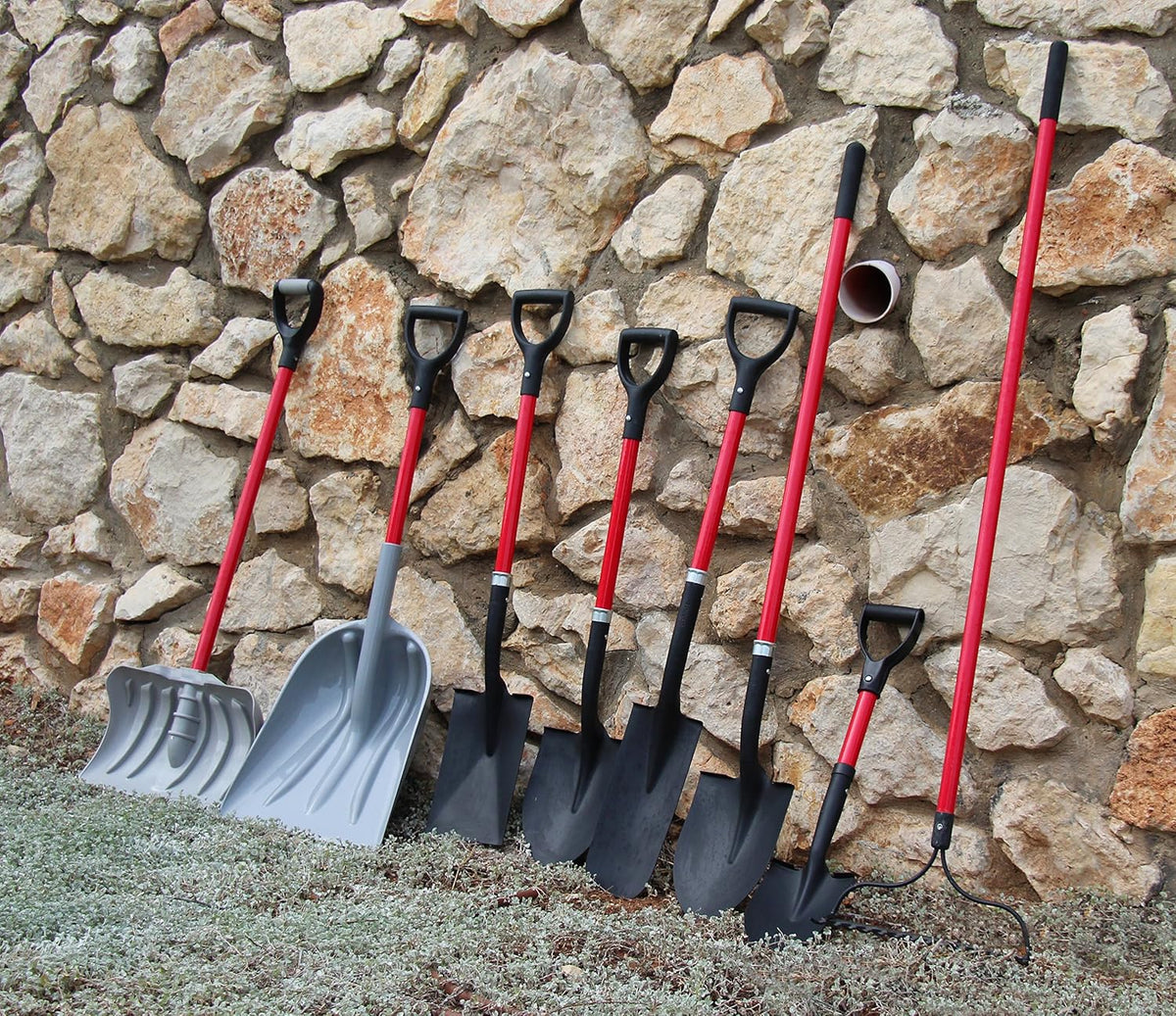 TABOR TOOLS Shovel with Rounded Blade and Long Straight 45 Inch Fiberglass Handle, Digging Spade.