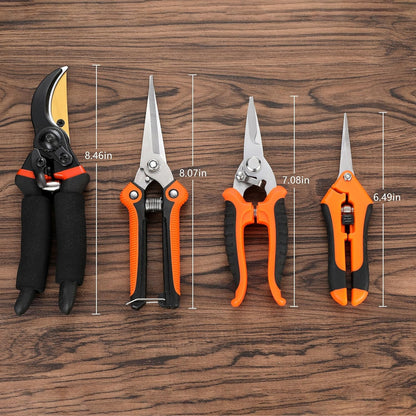 5 pack Garden Pruning Shears Stainless Steel Blades, Handheld Scissors Set with Gardening