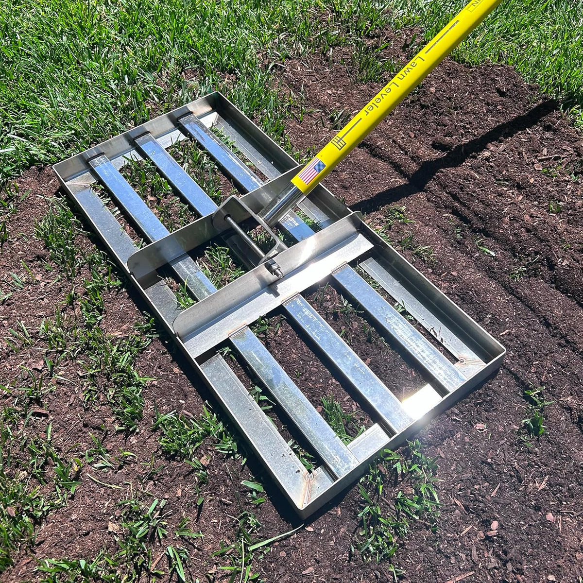 Rocklin™ Lawn Leveling Rake – 22” x 10” Stainless Steel Levelawn Tool with 78” Handle | Smooth &