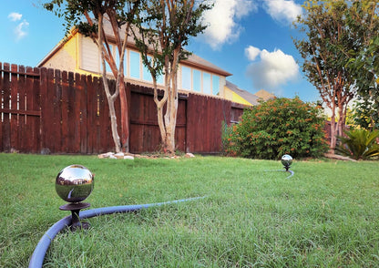 Lulu Decor, Garden Silver Gazing Ball Hose Guide, Set of 2. Strong and Decorative Hose Guide that