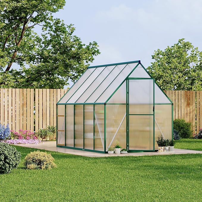 6'X9' Aluminum-Framed Polycarbonate Greenhouse, Heavy Duty Polycarbonate Greenhouse with Quick