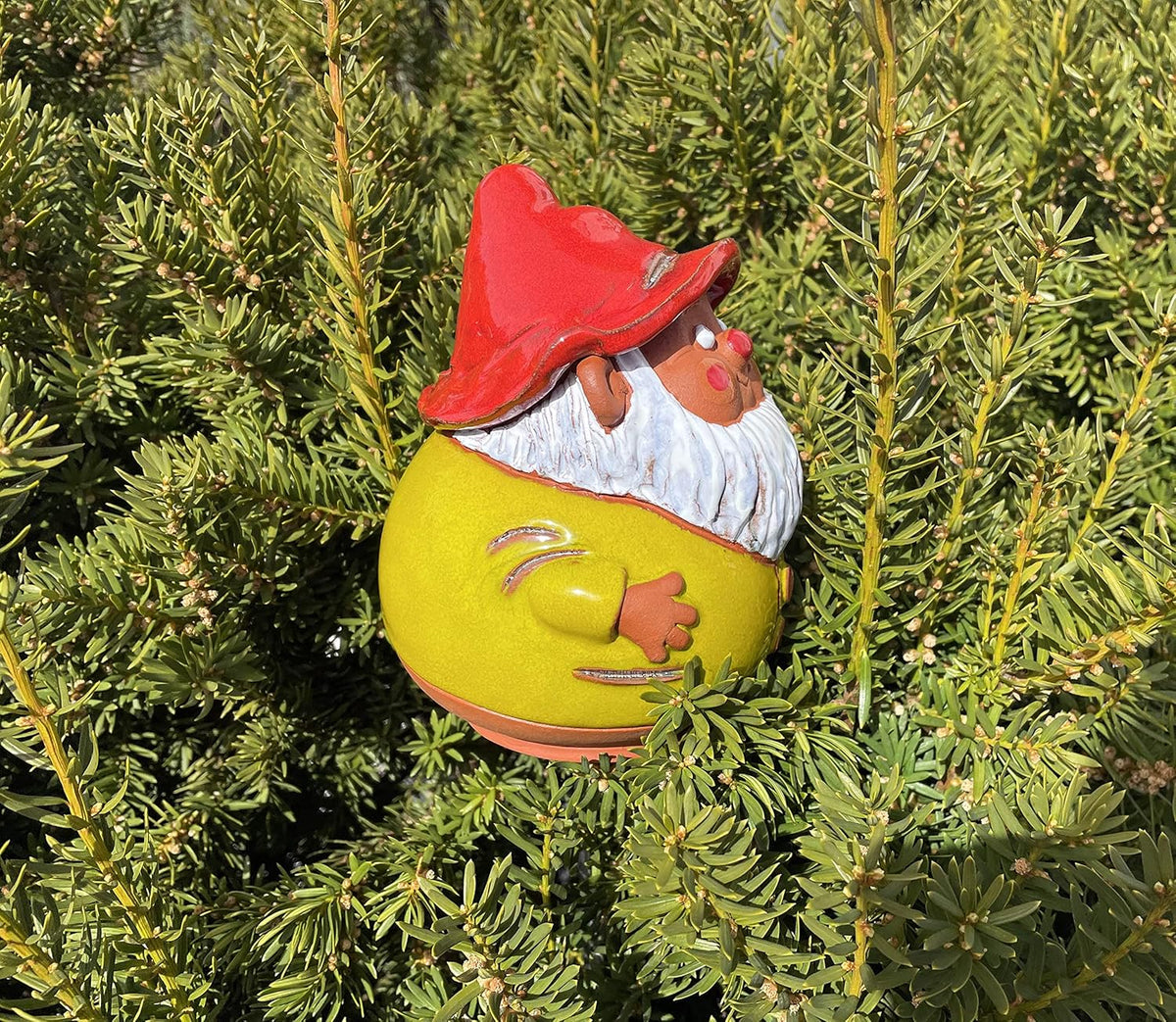 Ceramic Garden Decor - Gnome Lawn Stake - Outdoor Statue - Perfect, Unique Gifts for Gardeners