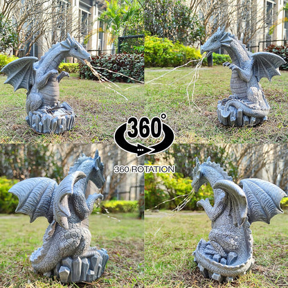 Dragon Solar Garden Statues Outdoor Decoration with LED Light Strings,Dragon Figurine Solar Lights