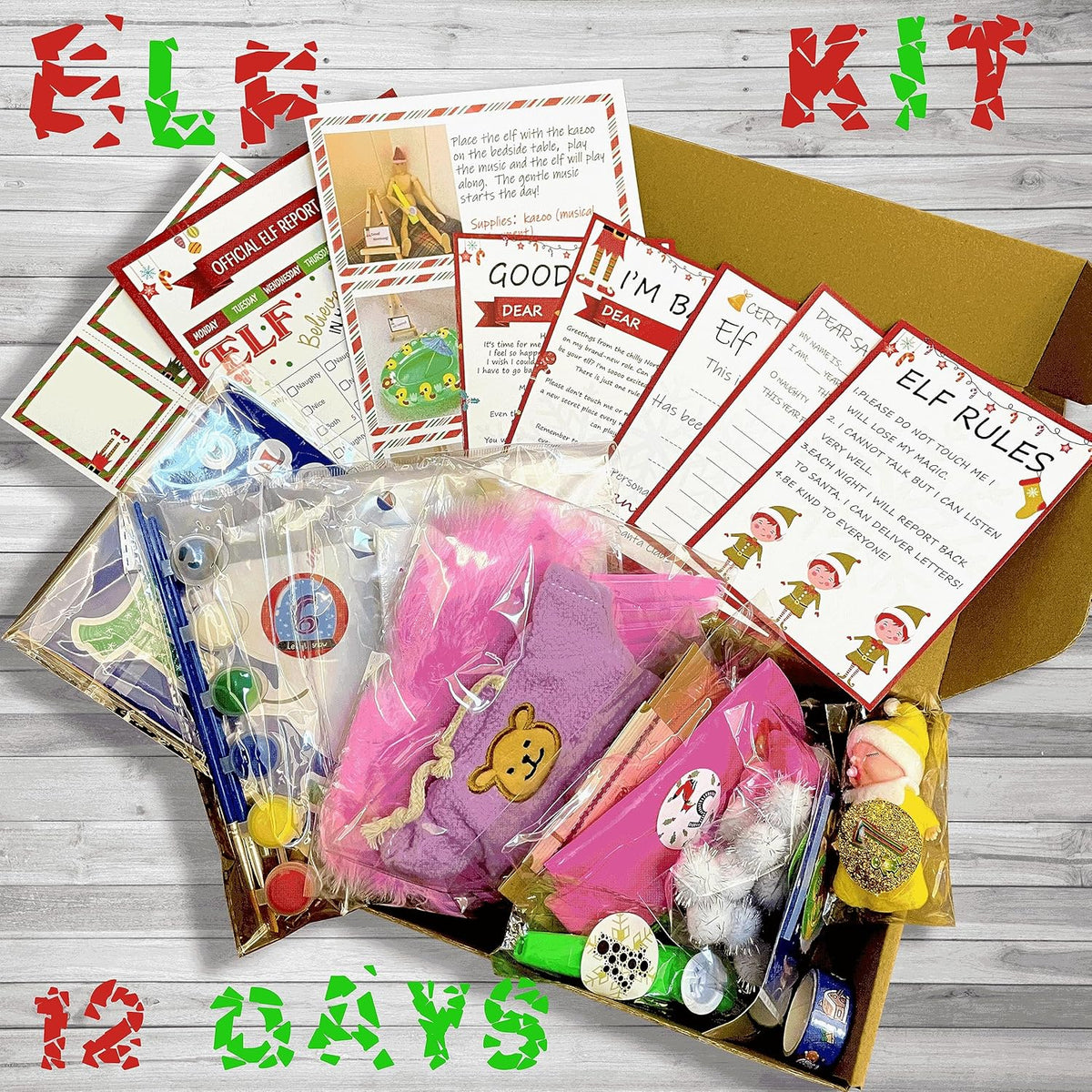 12 Day Christmas Elf Kit 2024 Elf Activities, Miniature Elf Props, Elf Accessories, Elf Mischief