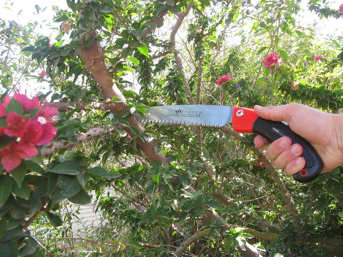 TABOR TOOLS Pruning Saw with Sheath, 10 Inch Hand Saw with Straight Blade and Holster, Suitable for