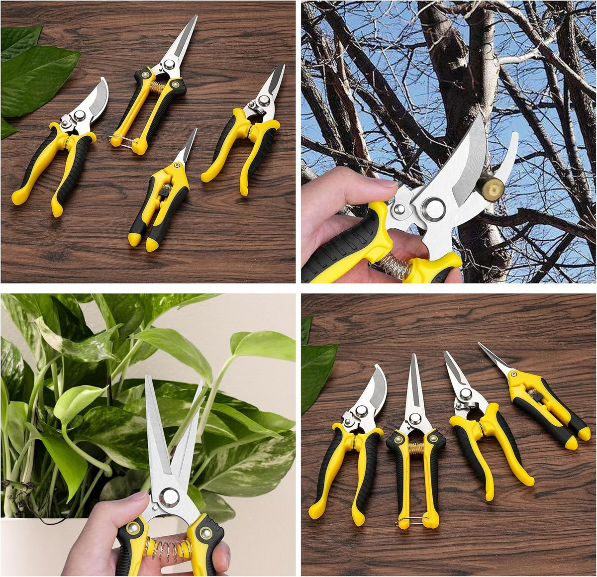 5 pack Garden Pruning Shears Stainless Steel Blades, Handheld Scissors Set with Gardening