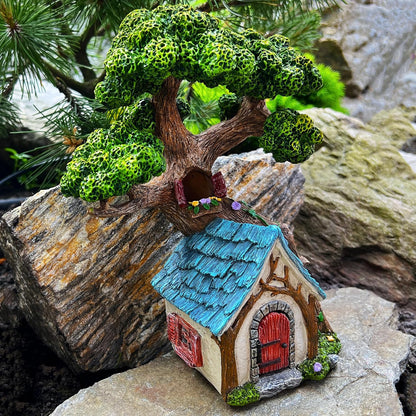 Mood Lab Fairy House - Fairy Garden Miniature Tree House - 8.5 Inch Tall Outdoor Decor for Fairies