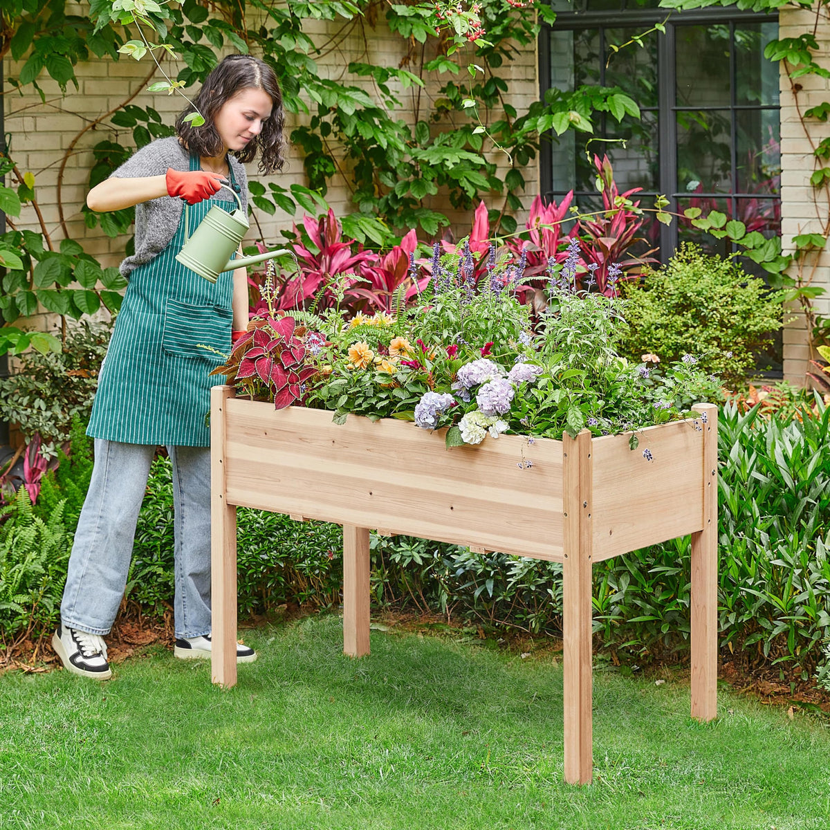 Yaheetech Raised Garden Bed 2Pcs Elevated Wood Planter Box Outdoor, Wood