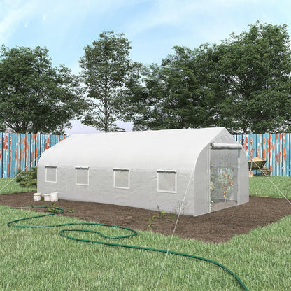 Outsunny 20' x 10' x 7' Walk-in Greenhouse, Tunnel Green House with Galvanized Steel Frame, Hoop