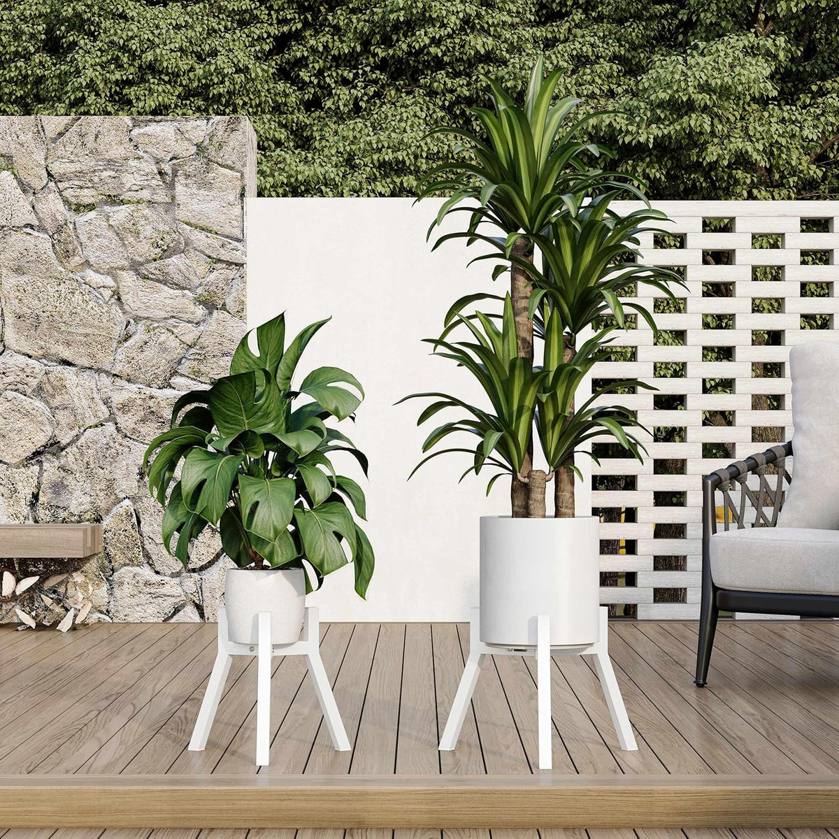 Adjustable Plant Stands Set of 2, Metal Modern Small Plant Holder, Heavy Duty Stable Flower Holder