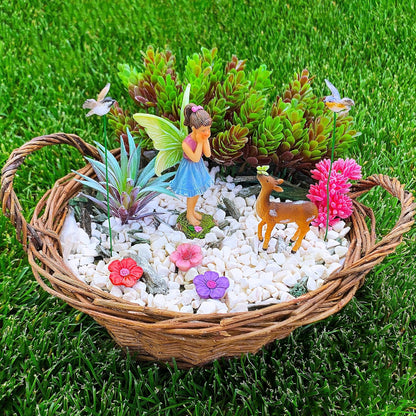 Mood Lab Fairy Garden - Miniature Accessories and Figurines Kit - Deer Set of 7 pcs - for Outdoor