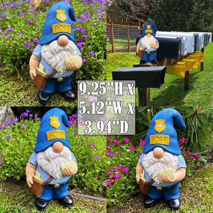 Mood Lab Garden Gnome - Funny Postman Gnome Figurine - 9.25 Inch Tall Lawn Statue - for Outdoor or