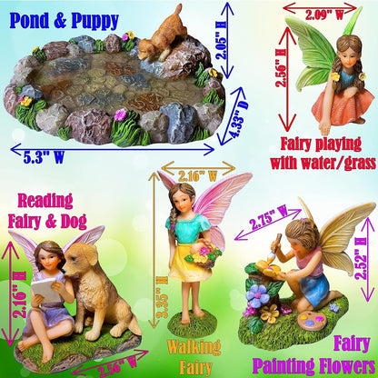 Mood Lab Fairy Garden Miniature Pond Kit - Figurines & Accessories Set of 5 pcs - Outdoor or House