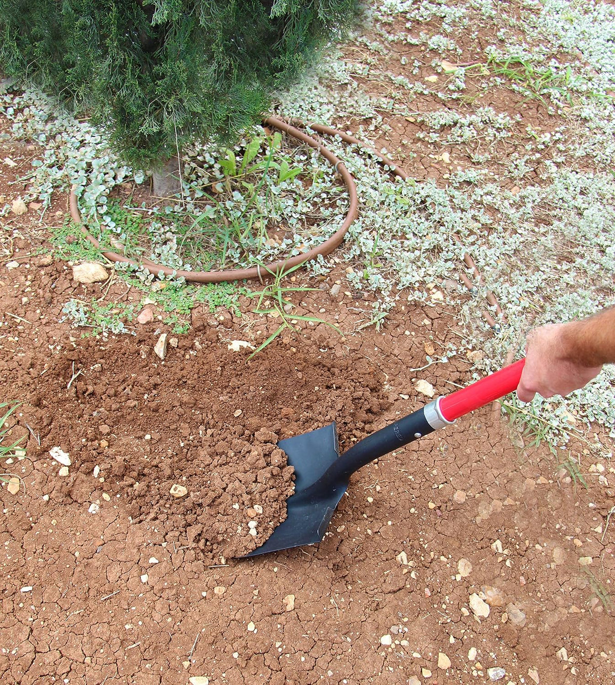 TABOR TOOLS Shovel with Rounded Blade and Comfortable D Grip 31 Inch Fiberglass Handle, Digging